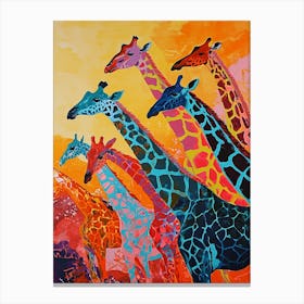 Colourful Giraffe Herd Painting 1 Canvas Print