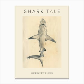 Cookiecutter Shark Vintage Illustration 5 Poster Canvas Print