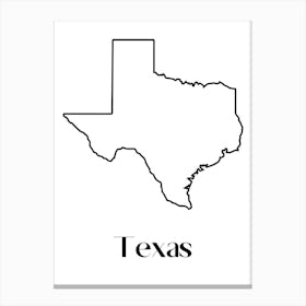 Texas Map Canvas Print