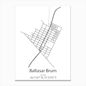 Baltasar Brum,Uruguay Minimalist Map Canvas Print