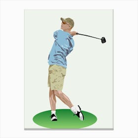 Golfer Swinging A Golf Club Canvas Print