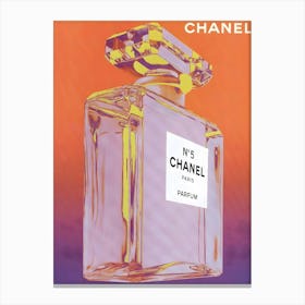 Perfume Bottle Premium Chanel Neon Orange Canvas Print