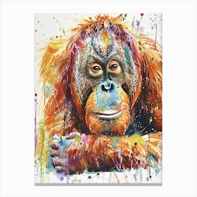 Orangutan Colourful Watercolour 3 Canvas Print