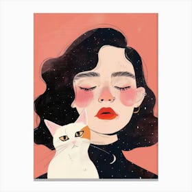 Girl With A Cat 6 Canvas Print