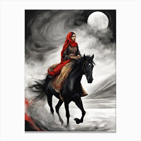 Woman Riding A Horse 4 Canvas Print