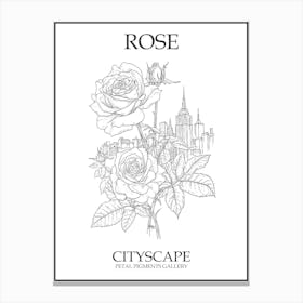 Rose Cityscape Line Drawing 4 Poster Canvas Print