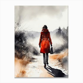 Woman In Red Coat Canvas Print