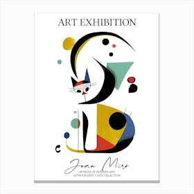 Joan Miro  Inspired Cats Exhibition Musuem Poster Canvas Print