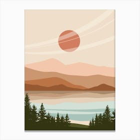 Sunset Over Lake Canvas Print