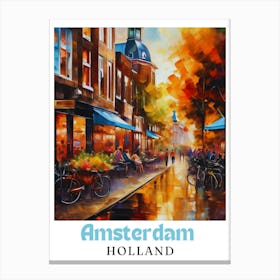 Netherlands Amsterdam, travel poster, wall art print, Amsterdam painting,19 Canvas Print