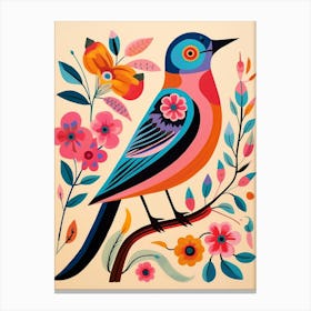 Pink Scandi Swallow 2 Canvas Print