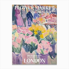 Vintage Flower Market Painting London 3 Canvas Print