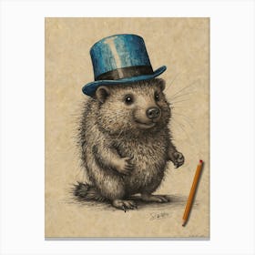 Hedgehog In Top Hat Canvas Print