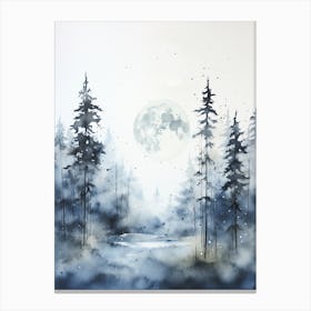 Watercolour Painting Of Boreal Forest   Northern Hemisphere 7 Canvas Print