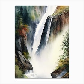 Mardalsfossen, Norway Water Colour  (2) Canvas Print