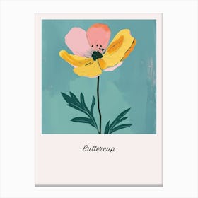 Buttercup Square Flower Illustration Poster Canvas Print