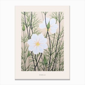 Flower Illustration Love In A Mist Nigella 5 Poster Canvas Print