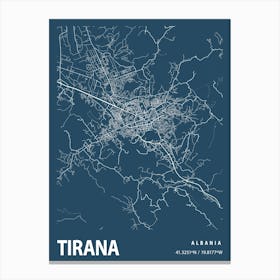 Tirana Blueprint City Map 1 Canvas Print