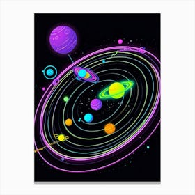 Default Neon Black Light Sgraffito Solar System 3d Illustratio 2 (7) Canvas Print