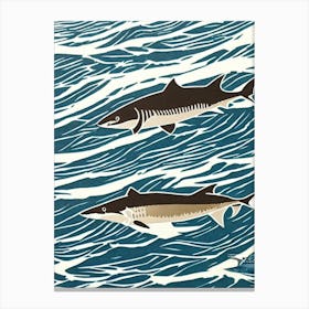 Mako Shark Linocut Canvas Print