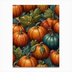 Pumpkins And Leaves Canvas Print