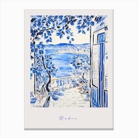 Budva Montenegro 3 Mediterranean Blue Drawing Poster Canvas Print