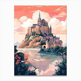 Mont Saint Michel   Normandy, France   Cute Botanical Illustration Travel 0 Canvas Print