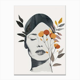 Woman With Flowers, Minimslim Canvas Print