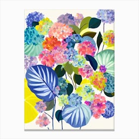 Hydrangea Modern Colourful Flower Canvas Print