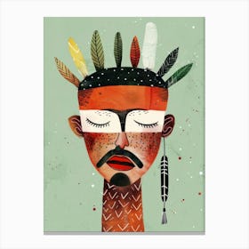 Indian Man With Feathers Canvas Print