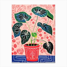 Pink And Red Plant Illustration Philodendron 8 Canvas Print