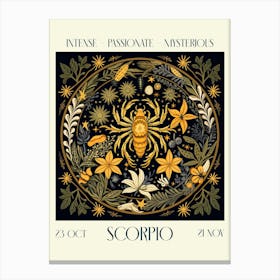 Scorpio William Morris Zodiac Astral Sign Canvas Print