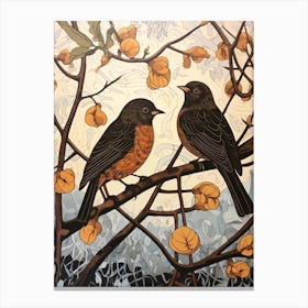 Art Nouveau Birds Poster Blackbird 1 Canvas Print