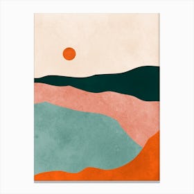 Watercolor sunset landscape 9 Canvas Print