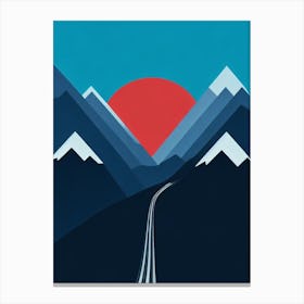 Coronet Peak, New Zealand Modern Illustration Skiing Poster Canvas Print
