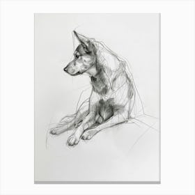 Shiba Inu Dog Charcoal Line 2 Canvas Print
