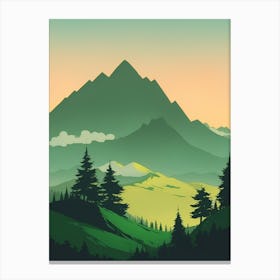 Misty Mountains Vertical Background In Green Tone 24 Canvas Print