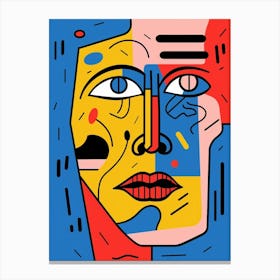 Picasso Inspired Geometric Face 3 Canvas Print