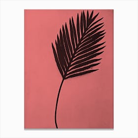 Coral black palm leaf 1 Canvas Print
