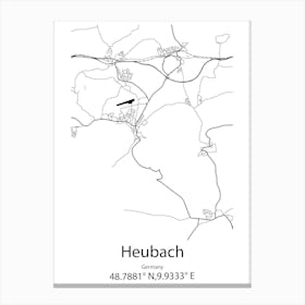 Heubach,Germany Minimalist Map Canvas Print