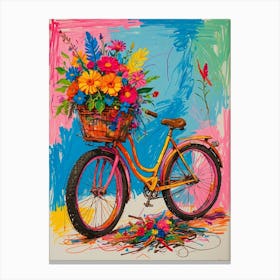 'Bicycle With Flowers' 1 Canvas Print