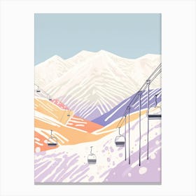 Hakuba Valley   Nagano, Japan, Ski Resort Pastel Colours Illustration 0 Canvas Print