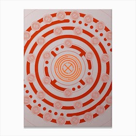 Geometric Glyph Circle Array in Tomato Red n.0265 Canvas Print