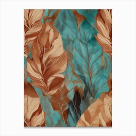 Abstract Leaves On A Blue Background Canvas Print