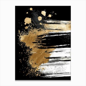 Gold And Black Paint Splatter Canvas Print