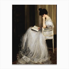 Portrait Woman Reading A Book Canvas Print