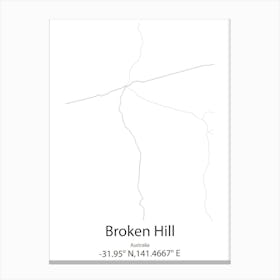 Broken Hill,Australia Minimalist Map Canvas Print