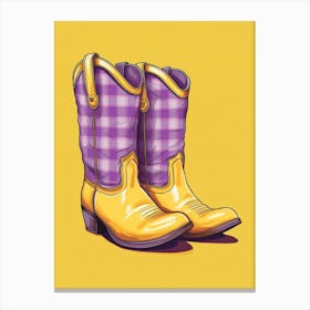 Cowgirl Boots Yellow And Purple 3 Canvas Print