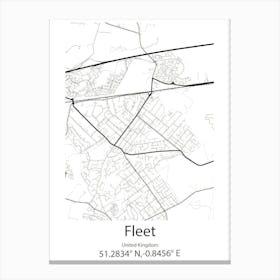 Fleet,United Kingdom Minimalist Map Canvas Print