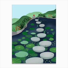 Dreamy Pond Steps Canvas Print